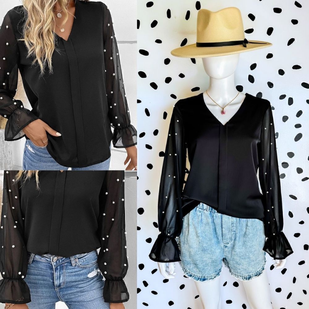 Black Pearl Sleeve Blouse